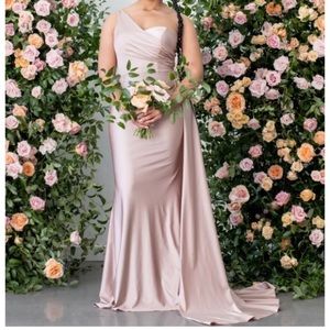 Pink Champagne One-Shoulder Bridesmaid Dress 👗